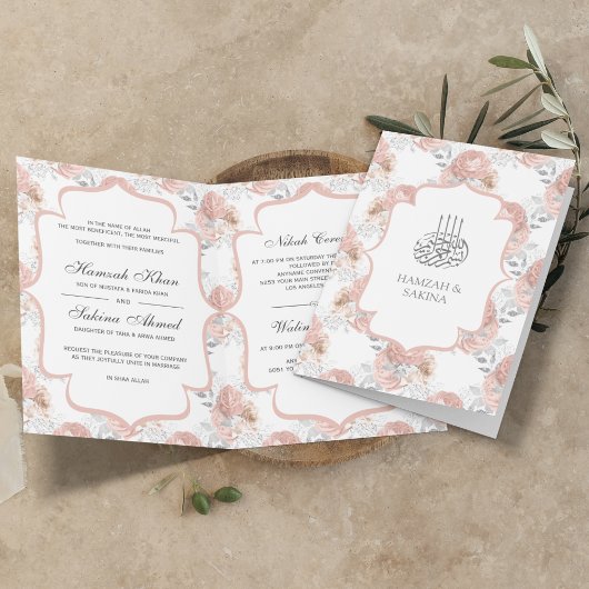 Rustic Silver en Blush Pink Roses Muslim Wedding