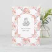 Rustic Silver en Blush Pink Roses Muslim Wedding Kaart (Staand voorkant)