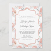 Rustic Silver en Blush Pink Roses Muslim Wedding Kaart (Achterkant)