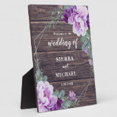 Rustic Silver en Paarse Floral Eucalyptus Wedding  Fotoplaat (Zijkant)