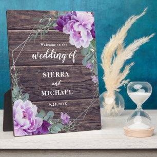 Rustic Silver en Paarse Floral Eucalyptus Wedding Fotoplaat