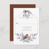 Rustic Silver Gray Rust Botanicals Bird RSVP (Voorkant / Achterkant)
