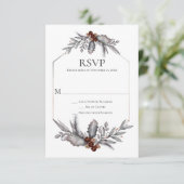 Rustic Silver Grey Rust Brown Berries RSVP (Staand voorkant)