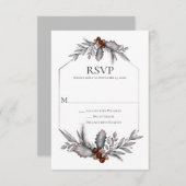 Rustic Silver Grey Rust Brown Berries RSVP (Voorkant / Achterkant)