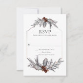 Rustic Silver Grey Rust Brown Berries RSVP Kaartje (Voorkant)