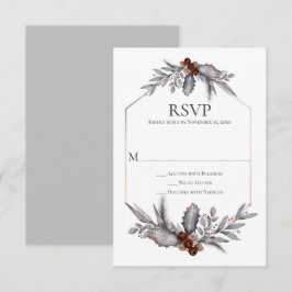 Rustic Silver Grey Rust Brown Berries RSVP Kaartje