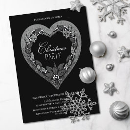 Rustic Silver Heart Kerstfeest Kaart