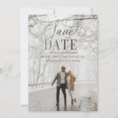 Rustic Silver Script Modern Photo Save the Date (Voorkant)
