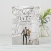 Rustic Silver Script Modern Photo Save the Date (Staand voorkant)