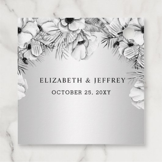 Rustic Silver White Anemone Gold Geometric Wedding Bedankjes Labels (Achterkant)