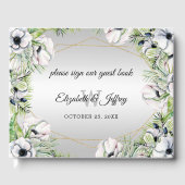 Rustic Silver White Anemone Gold Geometric Wedding Gastenboek (Voorkant)