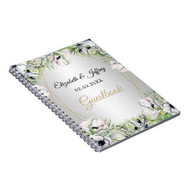 Rustic Silver White Anemone Gold Geometric Wedding Notitieboek