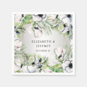 Rustic Silver White Anemone Gold Geometric Wedding Servet (Voorkant)