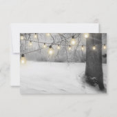 Rustic Silver Winter Tree Lights Wedding RSVP Kaart (Achterkant)