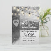 Rustic Silver Winter Tree Twinkle Lights Weddensch Kaart (Staand voorkant)