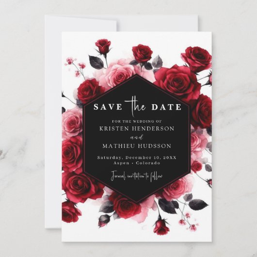 Rustic Simple Crimson Red Wedding Save The Date (Voorkant)