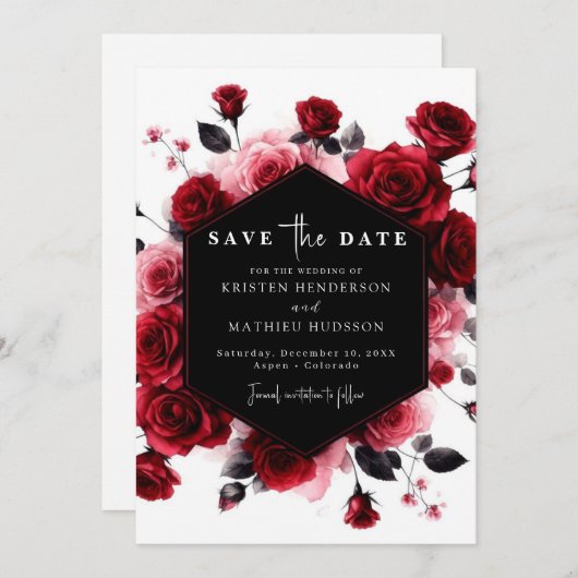 Rustic Simple Crimson Red Wedding Save The Date (Voorkant / Achterkant)