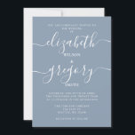 Rustic Simple Dusty Blue Elegant Modern Wedding Kaart<br><div class="desc">Uitnodigingen voor eenvoudige,  eenvoudige en blauwe elegante moderne kalligrafie</div>
