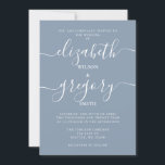 Rustic Simple Dusty Blue Elegant Modern Wedding Kaart<br><div class="desc">Uitnodigingen voor eenvoudige,  eenvoudige en blauwe elegante moderne kalligrafie</div>