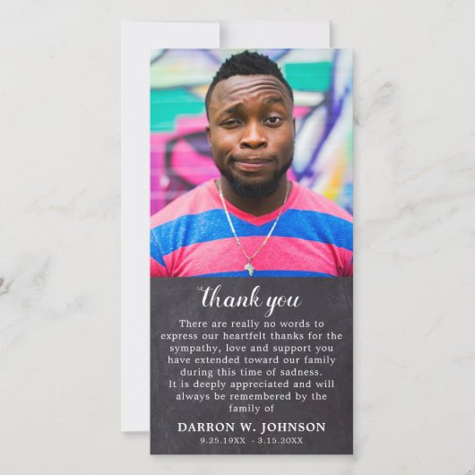 Rustic Simple Memorial Photo Funeral Sympathie Bedankkaart (Voorkant)