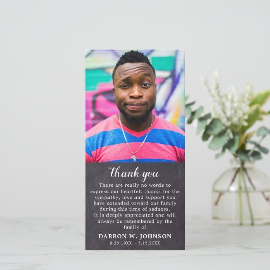 Rustic Simple Memorial Photo Funeral Sympathie Bedankkaart (Staand voorkant)