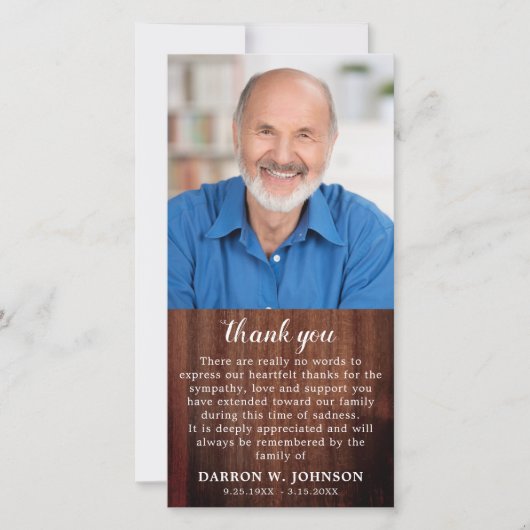 Rustic Simple Memorial Photo Funeral Sympathie dan Bedankkaart (Voorkant)