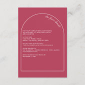 Rustic Simple Modern Arch Magenta Wedding Informatiekaartje (Voorkant)