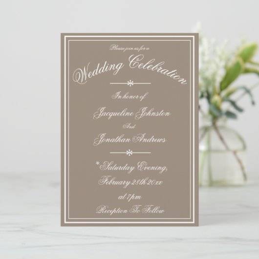 Rustic Simple Script Name Chic Stone Wedding  Kaart (Staand voorkant)