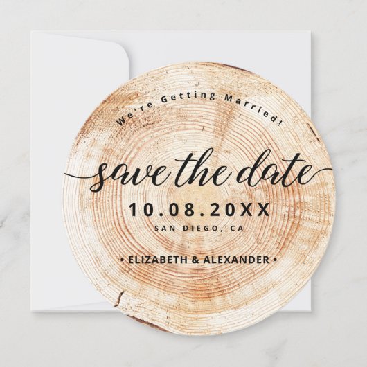 Rustic Simple Wood Barn No photoWedding Save The Date (Voorkant)