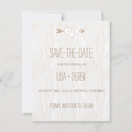 Rustic Simple Woodgrain slaat de datum op Save The Date (Voorkant)