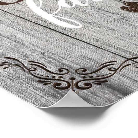 Rustic Simulate Familienaam van het Hout Poster (Hoek)