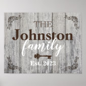 Rustic Simulate Familienaam van het Hout Poster (Voorkant)