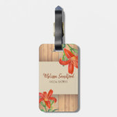 Rustic Sinaasappel Lily Botanical Illustration Bagagelabel (Achterkant verticaal)