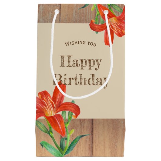 Rustic Sinaasappel Lily Botanical Illustration Klein Cadeauzakje (Voorkant)