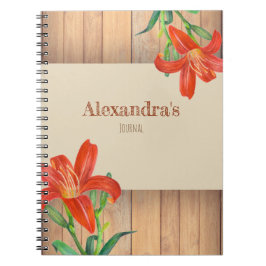 Rustic Sinaasappel Lily Botanical Illustration Notitieboek