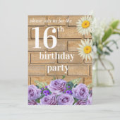 Rustic sixteen Birthday Invitatio String Wood Kaart (Staand voorkant)