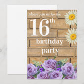 Rustic sixteen Birthday Invitatio String Wood Kaart (Voorkant / Achterkant)