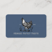 Rustic  Sketch Boerderij Hen Dusty Navy Blue Visitekaartje (Voorkant)
