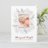 Rustic Sketch Vrolijk en Helder Baby Kerst Kaart (Staand voorkant)