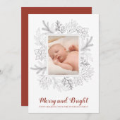 Rustic Sketch Vrolijk en Helder Baby Kerst Kaart (Voorkant / Achterkant)