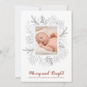 Rustic Sketch Vrolijk en Helder Baby Kerst Kaart