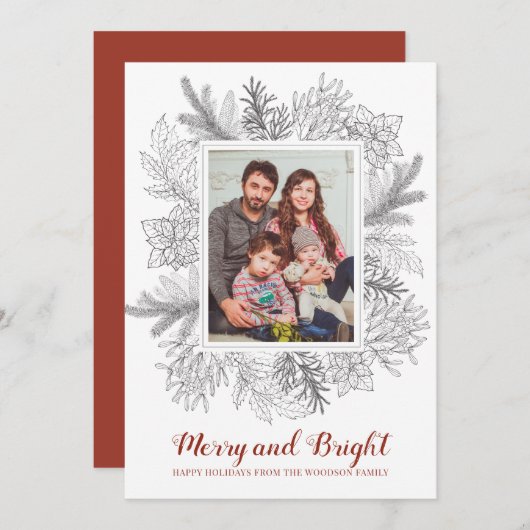 Rustic Sketch Vrolijk en Helder Kerstfoto Auto (Voorkant / Achterkant)