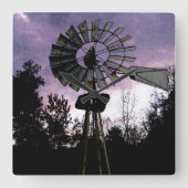 Rustic Sketched Old Windmill Vierkante Klok (Voorkant)