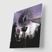 Rustic Sketched Old Windmill Vierkante Klok (Hoek)