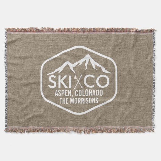 Rustic Ski Lodge Mountain Aspen Colorado Burlap Deken (Voorkant)
