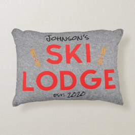 Rustic Ski Lodge Personalized Accent Kussen