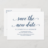 Rustic, sla de nieuwe datum op, marineblauw, uitst briefkaart (Voorkant / Achterkant)