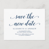 Rustic, sla de nieuwe datum op, marineblauw, uitst briefkaart (Voorkant)