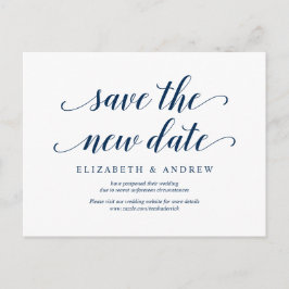 Rustic, sla de nieuwe datum op, marineblauw, uitst briefkaart