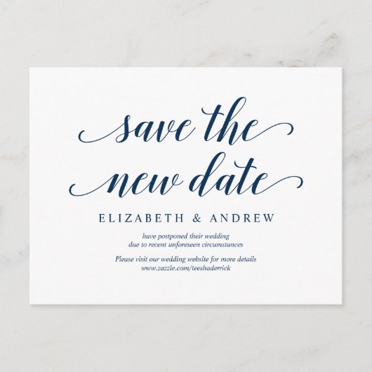 Rustic, sla de nieuwe datum op, marineblauw, uitst briefkaart (Voorkant)